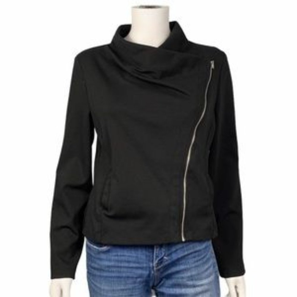 W5 Black Zipper Front Jacket Size S